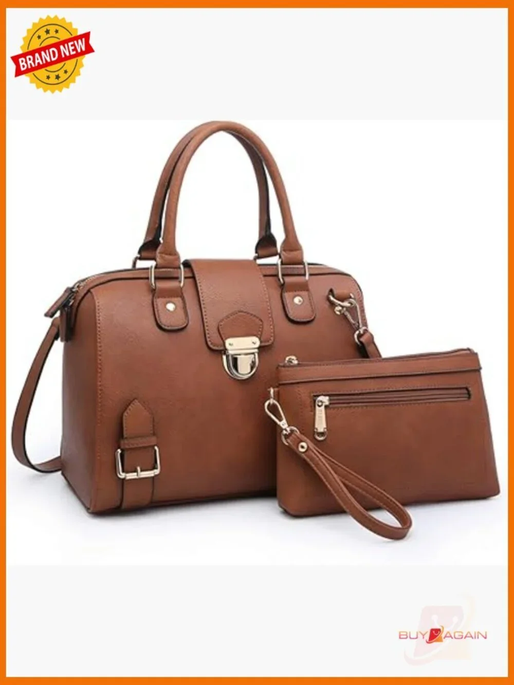 Vegan Leather Satchel Handbag Work Tote Top Handle Shoulder Bag